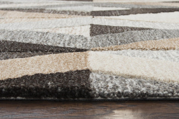 Alora Decor Makalu Hand-Tufted Natural Wool Rug — Geometric Gray & Neutral Palette, Plush Eco-Friendly Luxury 8' x 10' MAKMK101333550810