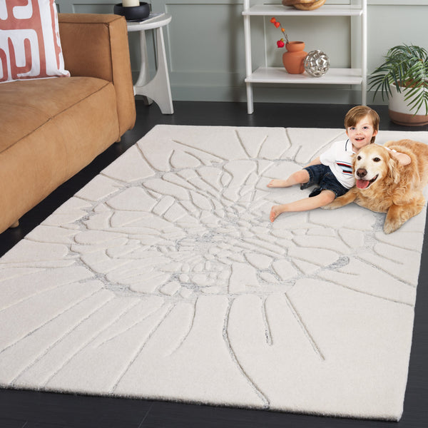 Safavieh Mykonos Hand-tufted Area Rug - Modern Abstract Design In Elegant Ivory & Silver For Any Space Ivory ,Silver 70% Wool,15% Polypropylene,15% Cotton Mkn101a-6r