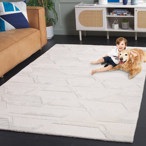 Safavieh Mykonos Hand-tufted Area Rug - Luxurious Wool Blend, Abstract Geometric Design For Modern Elegance Ivory ,Blue 70% Wool,20% Viscose,10% Cotton Mkn102a-6r