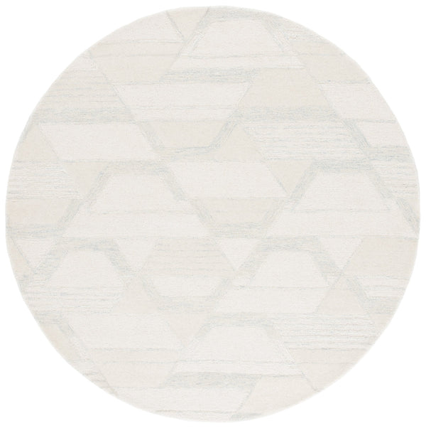 Safavieh Mykonos Hand-tufted Area Rug - Luxurious Wool Blend, Abstract Geometric Design For Modern Elegance Ivory ,Blue 70% Wool,20% Viscose,10% Cotton Mkn102a-6r