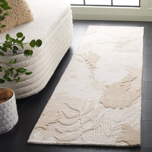 Safavieh Mykonos Hand Tufted Wool & Cotton Runner Rug - Timeless Elegance With Botanical Design For Any Space Ivory ,Beige 85% Wool,15% Cotton Mkn103a-6sq