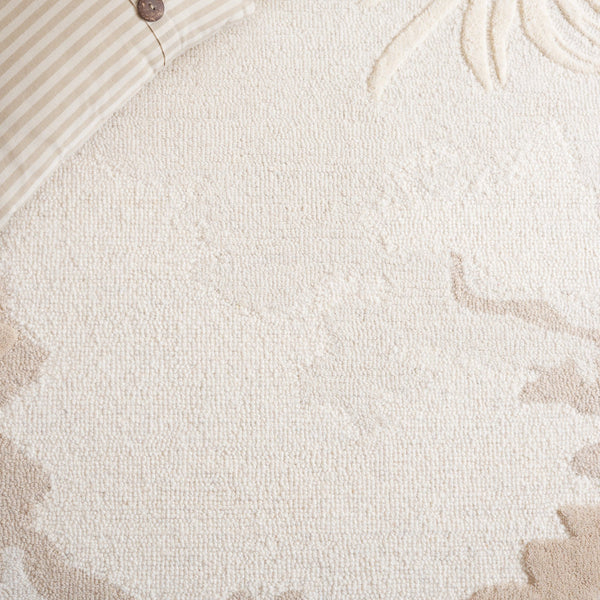 Safavieh Mykonos Hand Tufted Wool & Cotton Runner Rug - Timeless Elegance With Botanical Design For Any Space Ivory ,Beige 85% Wool,15% Cotton Mkn103a-6sq