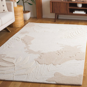 Safavieh Mykonos Hand Tufted Wool & Cotton Runner Rug - Timeless Elegance With Botanical Design For Any Space Ivory ,Beige 85% Wool,15% Cotton Mkn103a-6sq