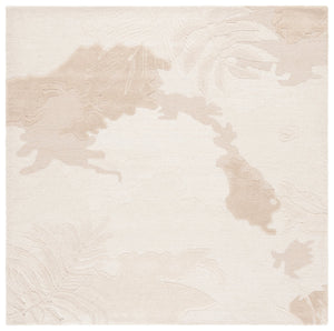 Safavieh Mykonos Hand Tufted Wool & Cotton Runner Rug - Timeless Elegance With Botanical Design For Any Space Ivory ,Beige 85% Wool,15% Cotton Mkn103a-6sq