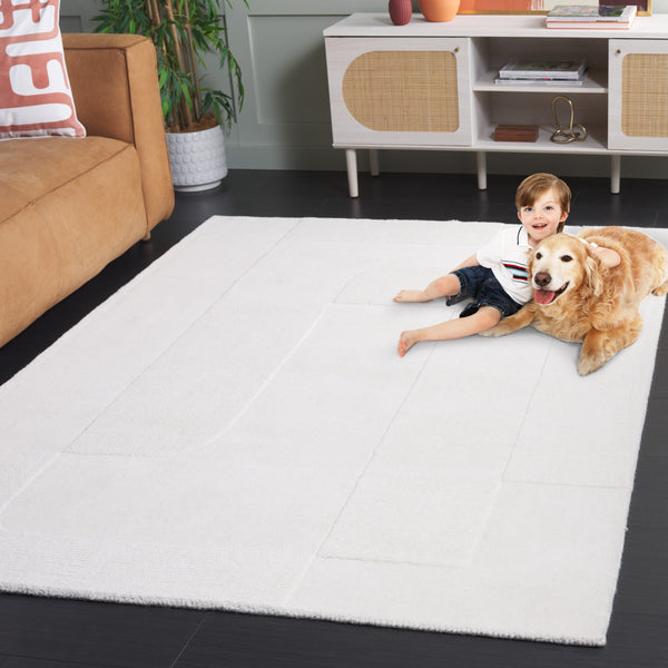 Safavieh Mykonos Hand-loomed Area Rug - Luxurious 80% Wool & 20% Cotton For Elegant Home Décor Style Ivory 80% Wool,20% Cotton Mkn201a-6sq