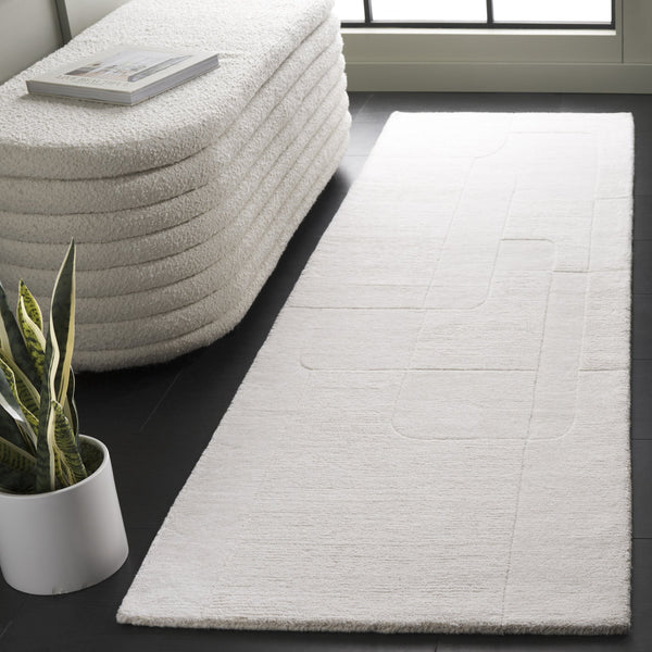 Safavieh Mykonos Contemporary Hand-loomed Area Rug - Luxurious Wool & Cotton Blend For Modern Living Spaces Ivory 80% Wool,20% Cotton Mkn202a-5