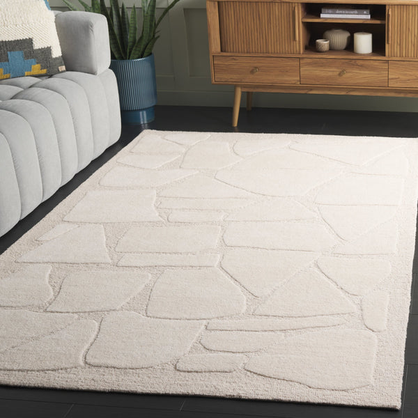 Safavieh Mykonos Hand-tufted Runner Area Rug With Abstract Pattern - Elevate Your Space With Timeless Elegance Ivory 80% Wool,10% Cotton,10% Latex Mkn302a-5