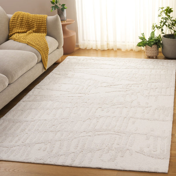 Safavieh Mykonos Hand-tufted Area Rug - Modern Design, Luxurious Wool & Bamboo Silk Blend For Elegant Spaces Ivory ,Beige 55% Wool,45% Bamboo Silk Mkn407a-6