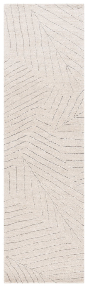 Safavieh Mykonos Hand-tufted Wool Pile Runner Rug - Elegant Leaf Design For Stylish Home Interiors Ivory ,Grey Wool Pile Mkn408a-28