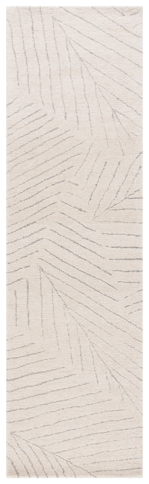 Safavieh Mykonos Hand-tufted Wool Pile Runner Rug - Elegant Leaf Design For Stylish Home Interiors Ivory ,Grey Wool Pile Mkn408a-28