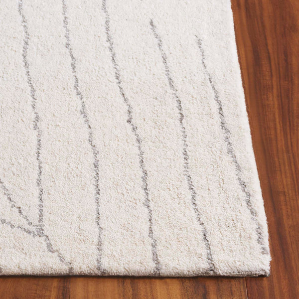 Safavieh Mykonos Hand-tufted Wool Pile Runner Rug - Elegant Leaf Design For Stylish Home Interiors Ivory ,Grey Wool Pile Mkn408a-5