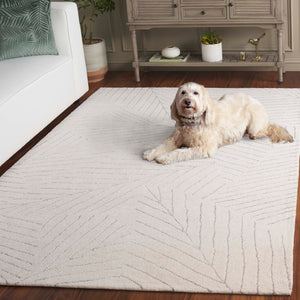 Safavieh Mykonos Hand-tufted Wool Area Rug With Geometric Pattern For Modern Elegance In Any Room Ivory ,Grey Wool Pile Mkn408a-8