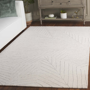 Safavieh Mykonos Hand-tufted Wool Pile Runner Rug - Elegant Leaf Design For Stylish Home Interiors Ivory ,Grey Wool Pile Mkn408a-5