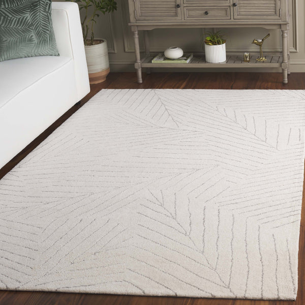 Safavieh Mykonos Hand-tufted Wool Pile Runner Rug - Elegant Leaf Design For Stylish Home Interiors Ivory ,Grey Wool Pile Mkn408a-5