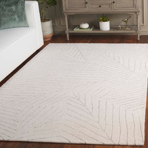 Safavieh Mykonos Hand-tufted Wool Area Rug With Geometric Pattern For Modern Elegance In Any Room Ivory ,Grey Wool Pile Mkn408a-8