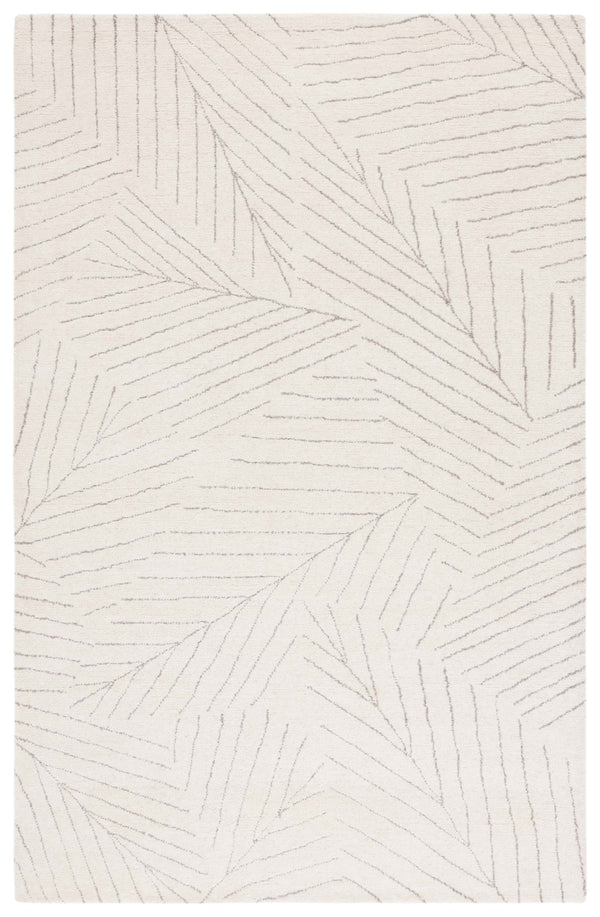 Safavieh Mykonos Hand-tufted Wool Pile Runner Rug - Elegant Leaf Design For Stylish Home Interiors Ivory ,Grey Wool Pile Mkn408a-5