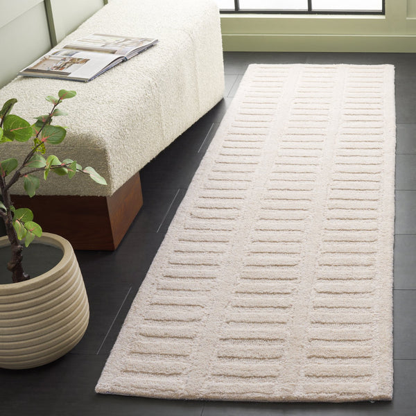 Safavieh Mykonos Elegant Hand-tufted Wool Runner Rug For Hallways - Luxurious Modern Design For Any Space Ivory Wool Pile Mkn409a-28