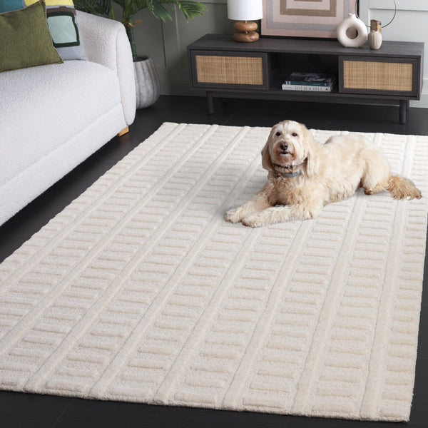 Safavieh Mykonos Elegant Hand-tufted Wool Runner Rug For Hallways - Luxurious Modern Design For Any Space Ivory Wool Pile Mkn409a-5