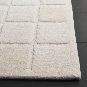 Safavieh Mykonos Modern Hand-tufted Wool Area Rug - Luxurious Grid Pattern For Elegance & Comfort In Home Ivory Wool Pile Mkn410a-3