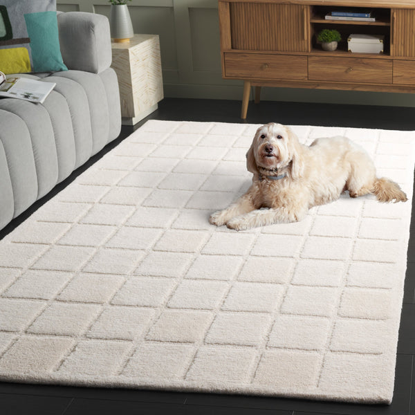 Safavieh Mykonos Hand-tufted Wool Runner Rug - Luxurious Modern Design With Elegant Texture For Home Decor Ivory Wool Pile Mkn410a-5
