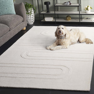 Safavieh Mykonos Hand-tufted Area Rug - Luxurious Wool & Cotton Blend, Modern Style, Ideal For Any Space Ivory 80% Wool,20% Cotton Mkn501a-6r