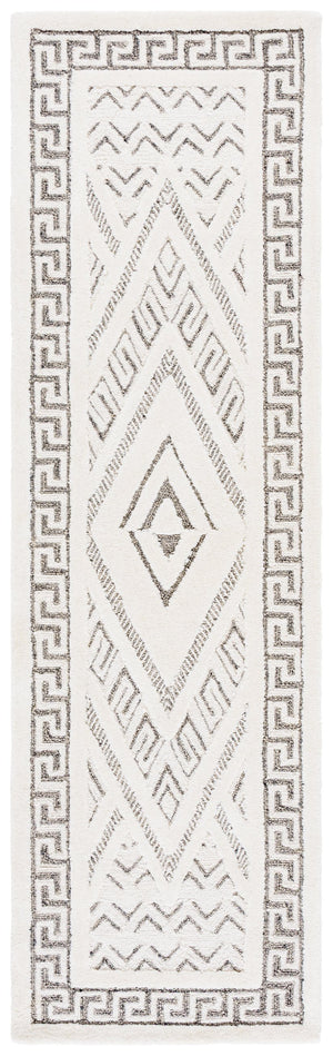 Safavieh Mykonos Handcrafted Modern Runner Rug - Luxurious Wool-cotton Blend For Elegant Home Décor Ivory ,Grey 80% Wool,20% Cotton Mkn502a-28
