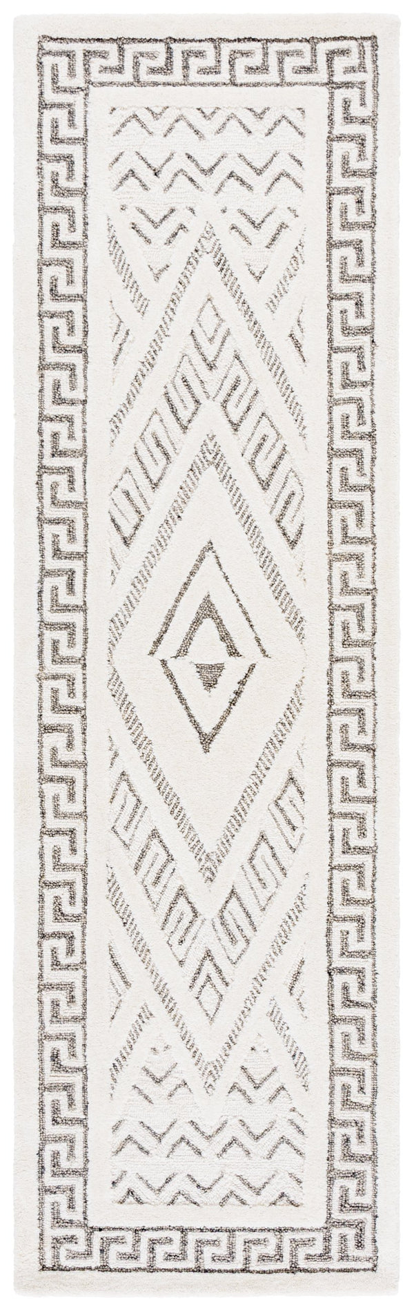 Safavieh Mykonos Handcrafted Modern Runner Rug - Luxurious Wool-cotton Blend For Elegant Home Décor Ivory ,Grey 80% Wool,20% Cotton Mkn502a-28