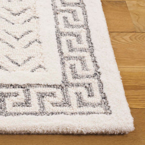 Safavieh Mykonos Handcrafted Modern Runner Rug - Luxurious Wool-cotton Blend For Elegant Home Décor Ivory ,Grey 80% Wool,20% Cotton Mkn502a-5