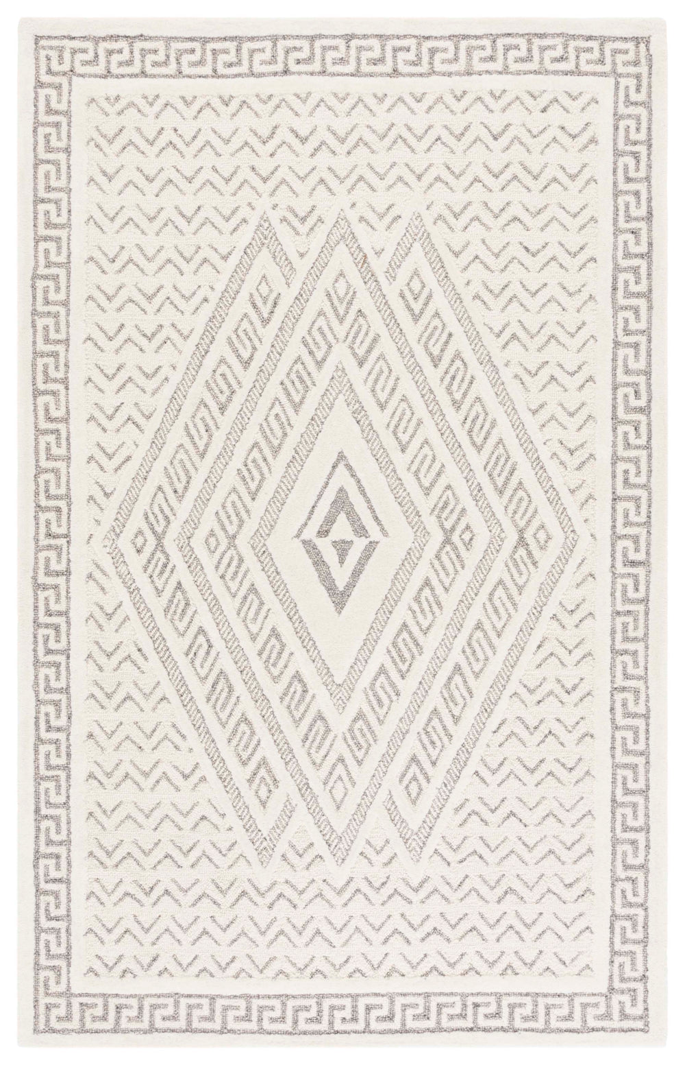 Safavieh Mykonos Handcrafted Modern Runner Rug - Luxurious Wool-cotton Blend For Elegant Home Décor Ivory ,Grey 80% Wool,20% Cotton Mkn502a-5