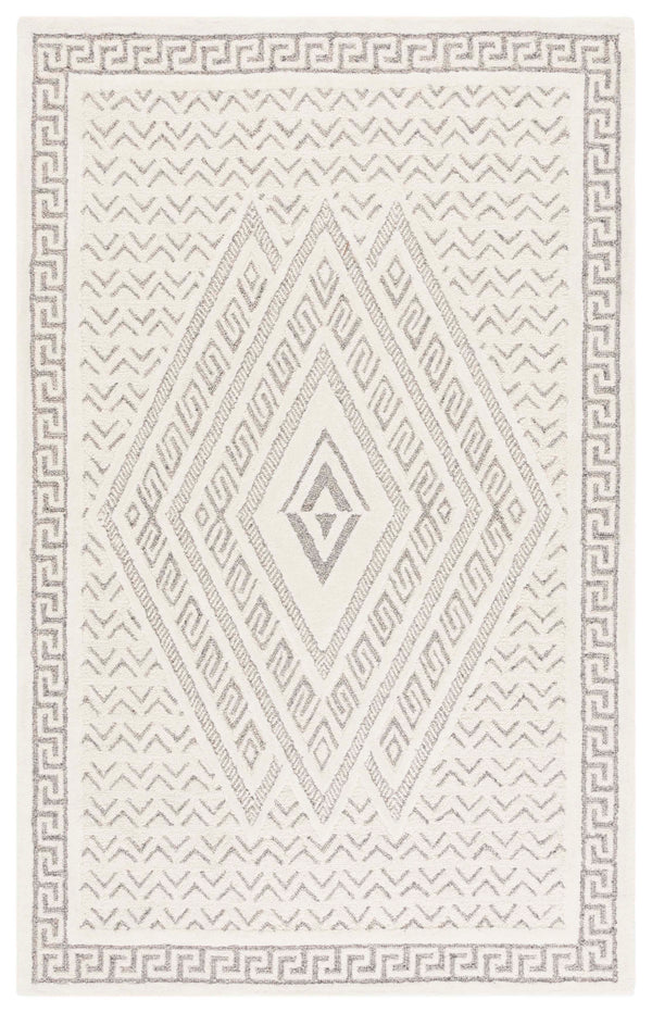 Safavieh Mykonos Handcrafted Modern Runner Rug - Luxurious Wool-cotton Blend For Elegant Home Décor Ivory ,Grey 80% Wool,20% Cotton Mkn502a-5