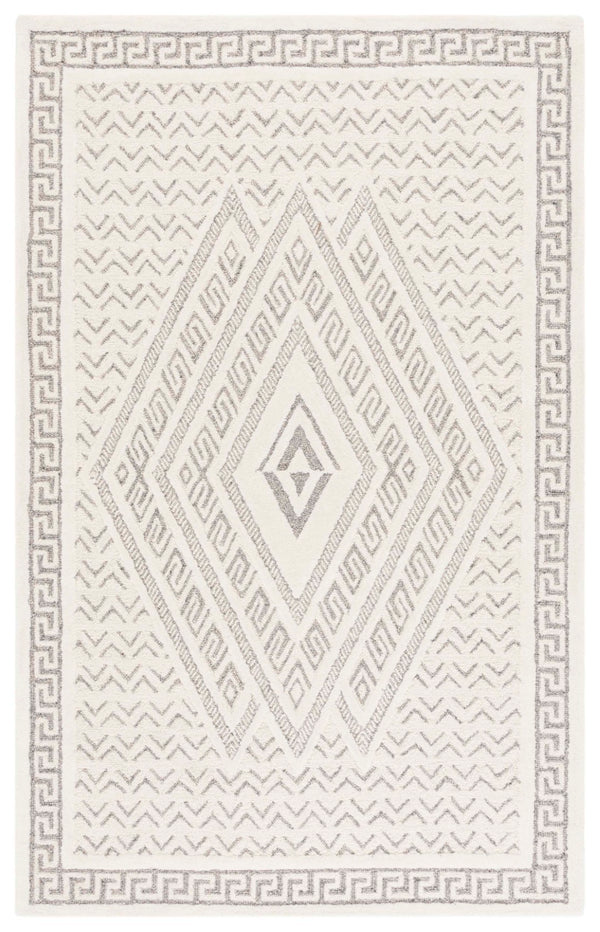 Safavieh Mykonos Hand-tufted Area Rug - Luxurious Wool & Cotton Blend For Modern Home Elegance And Comfort Ivory ,Grey 80% Wool,20% Cotton Mkn502a-3