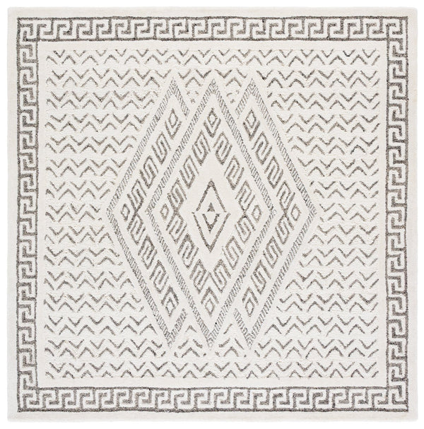 Safavieh Mykonos Handcrafted Modern Runner Rug - Luxurious Wool-cotton Blend For Elegant Home Décor Ivory ,Grey 80% Wool,20% Cotton Mkn502a-6sq
