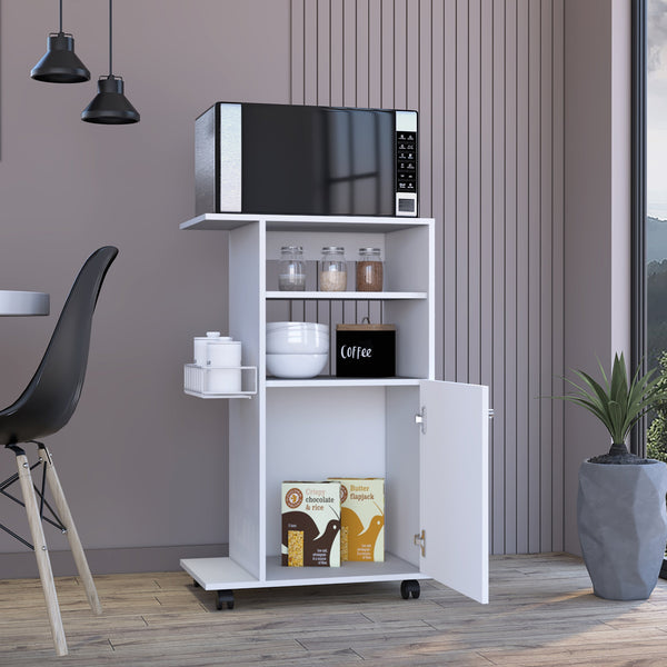 English Elm Clip Kitchen Cart White Single Door Cabinet on Casters | Compact Mobile Storage, Prep & Serving Aid B07092061