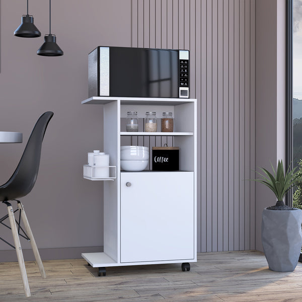 English Elm Clip Kitchen Cart White Single Door Cabinet on Casters | Compact Mobile Storage, Prep & Serving Aid B07092061