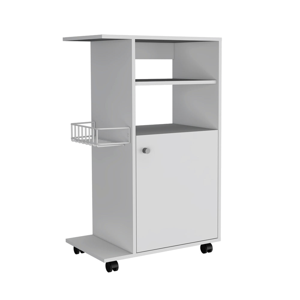 English Elm Clip Kitchen Cart White Single Door Cabinet on Casters | Compact Mobile Storage, Prep & Serving Aid B07092061