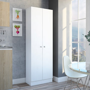 English Elm Multistorage Pantry Cabinet with Five Adjustable Shelves and Double Doors for Organized Storage White 74.9 L x 16.3 W x 5.7 H B07091965