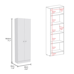 English Elm Multistorage Pantry Cabinet with Five Adjustable Shelves and Double Doors for Organized Storage White 74.9 L x 16.3 W x 5.7 H B07091965