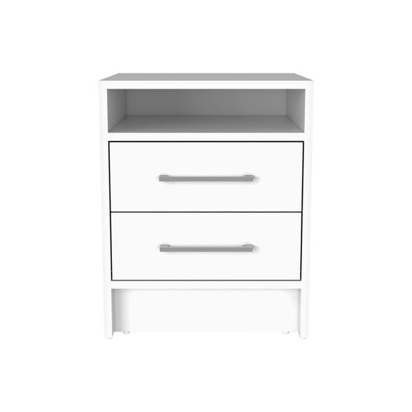 English Elm Eter Compact Nightstand with Two Smooth-Glide Drawers and Top Shelf for Smart Space Saving_x0008_ White 22.8 L x 19.7 W x 6.1 H B07091864