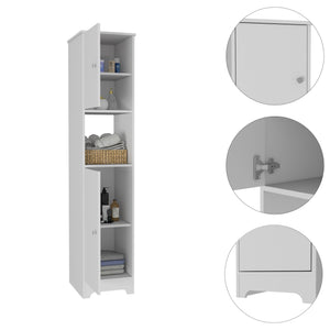 English Elm Ibis 68" White Linen Cabinet with Double Doors, Four Shelves & Open Center Compartment for Storage B07091912