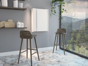 English Elm Vatta Wall-Mounted Foldaway Table with Seven Interior Shelves, Space-Saving Desk and Storage Solution White 35.4 L x 26.8 W x 4.7 H B20091998
