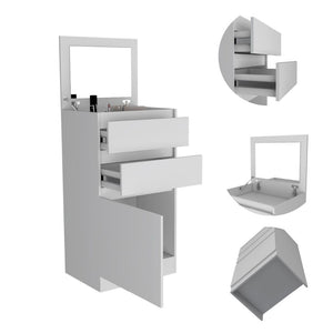 English Elm Kamelot White Dresser with Mirror & Jewelry Box, Single-Door Cabinet and 2 Spacious Drawers for Storage B07091920