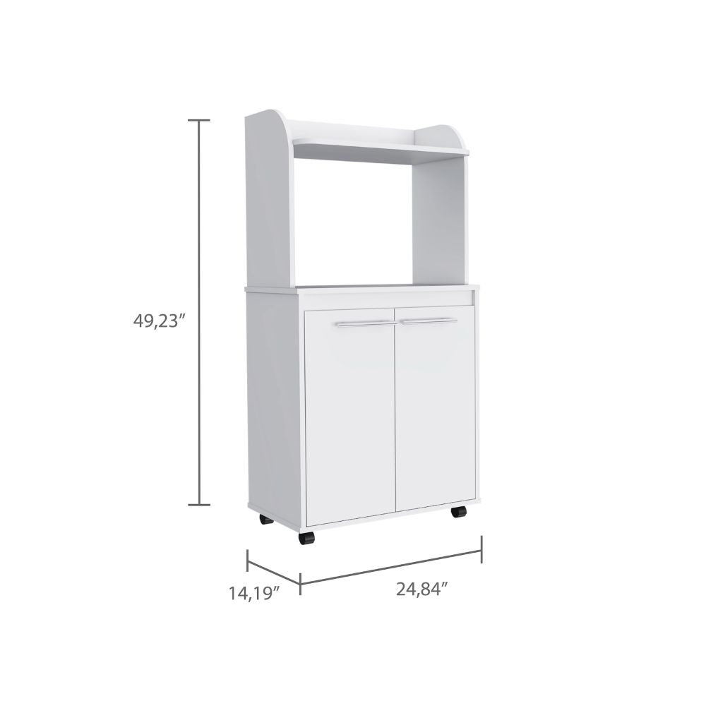 English Elm Kira Kitchen Cart with Double Door Cabinet, Locking Casters, Microwave Shelf & Spacious Countertop B20091922