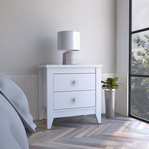 English Elm Amara Nightstand White - Two-Drawer Mid-Century Side Table, Compact 15.7"D x 26.6"W x 24.25"H Storage B07091820