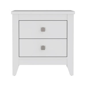 English Elm Amara Nightstand White - Two-Drawer Mid-Century Side Table, Compact 15.7"D x 26.6"W x 24.25"H Storage B07091820