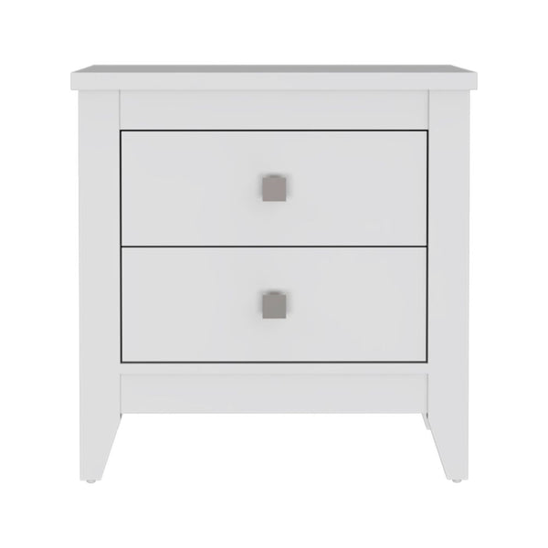 English Elm Amara Nightstand White - Two-Drawer Mid-Century Side Table, Compact 15.7"D x 26.6"W x 24.25"H Storage B07091820