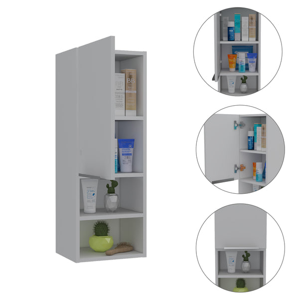 English Elm Mila 32" White Bathroom Cabinet with Dual Interior Shelves & Two Open Lower Shelves, Particle Board B07091955