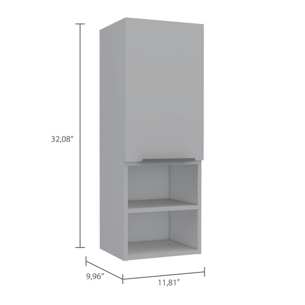 English Elm Mila 32" White Bathroom Cabinet with Dual Interior Shelves & Two Open Lower Shelves, Particle Board B07091955