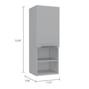 English Elm Mila Smokey Oak Bathroom Wall Cabinet with Two Interior Shelves and Two Open Lower Shelves – Sleek Storage Solution White 36.2 L x 15.7 W x 5.1 H B20091955