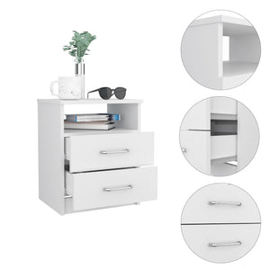 English Elm Napoles Nightstand with Two Smooth-Glide Drawers and Open Shelf for Compact, Organized Living Room White 23.6 L x 18.1 W x 6.3 H B07091968