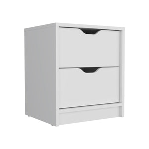 English Elm Double Double Drawer Nightstand with Spacious Top & Smooth Pull-Out Drawers for Easy Bedside Storage White 21 L x 20 W x 5 H B097133026